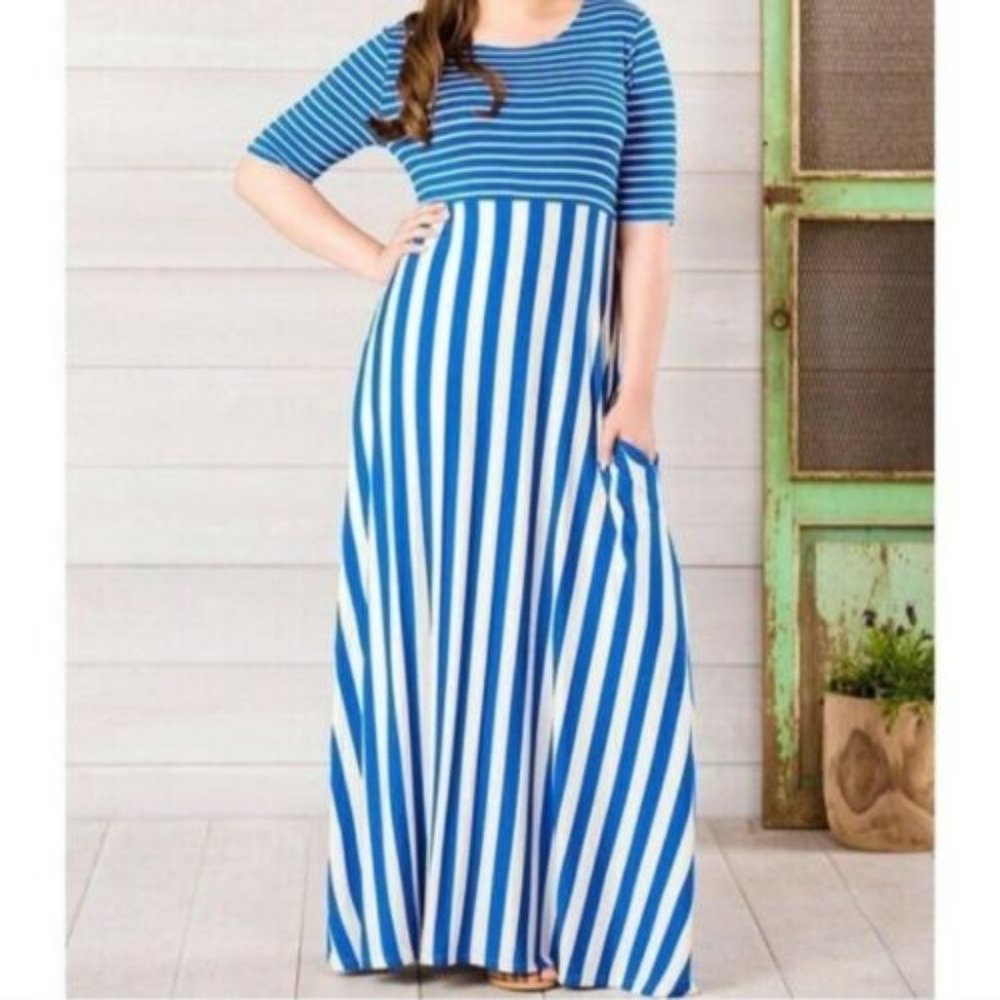 Matilda Jane Adventure Begins the Road Ahead Striped Maxi Dress XS